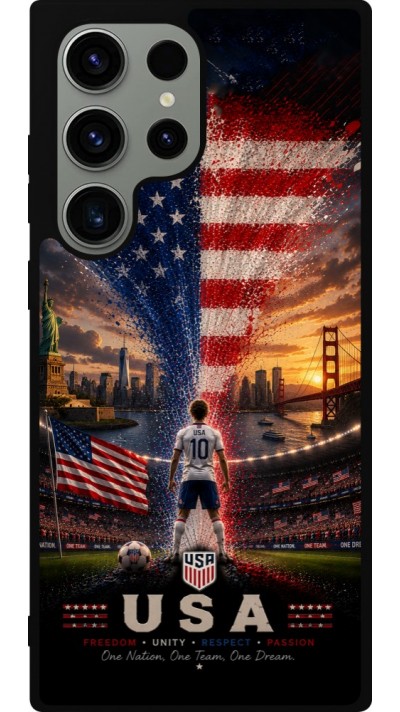 Coque Samsung Galaxy S23 Ultra - Silicone rigide noir Football États-Unis splash 2026