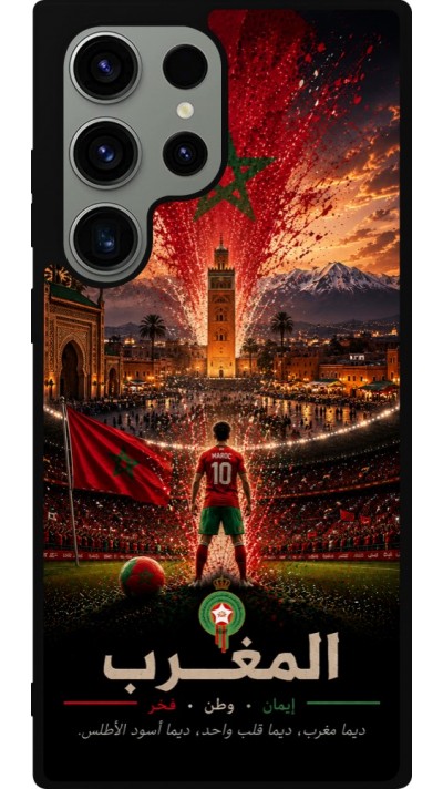 Coque Samsung Galaxy S23 Ultra - Silicone rigide noir Football Maroc splash 2026