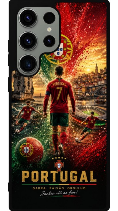 Coque Samsung Galaxy S23 Ultra - Silicone rigide noir Football Portugal splash 2026