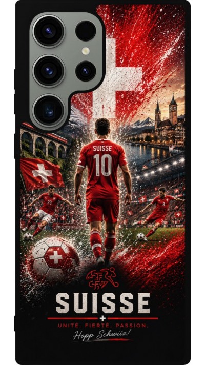 Coque Samsung Galaxy S23 Ultra - Silicone rigide noir Football Suisse splash 2026