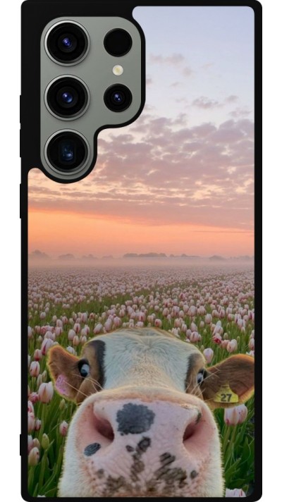 Coque Samsung Galaxy S23 Ultra - Silicone rigide noir Cow with tulips 2026