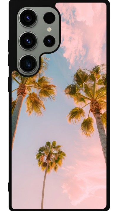 Coque Samsung Galaxy S23 Ultra - Silicone rigide noir Summer 2025 Palmiers