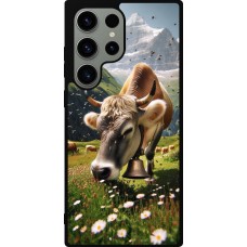 Coque Samsung Galaxy S23 Ultra - Silicone rigide noir Vache montagne Valais