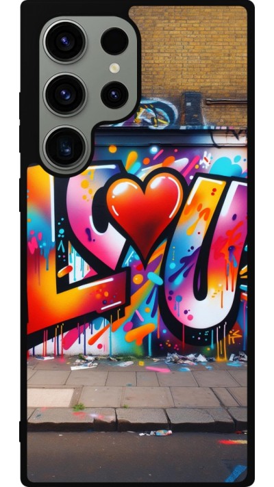Coque Samsung Galaxy S23 Ultra - Silicone rigide noir Valentine 2025 Love U Tag