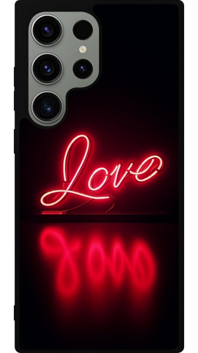 Samsung Galaxy S23 Ultra Case Hülle - Silikon schwarz Valentine 2025 Neon Liebe