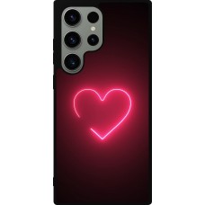 Coque Samsung Galaxy S23 Ultra - Silicone rigide noir Valentine 2023 single neon heart