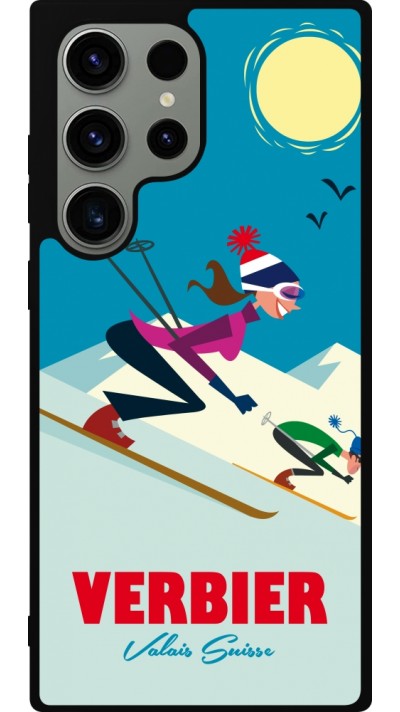 Coque Samsung Galaxy S23 Ultra - Silicone rigide noir Verbier Ski Downhill