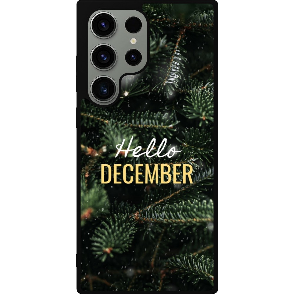 Coque Samsung Galaxy S23 Ultra - Silicone rigide noir Winter 25 Winter hello december