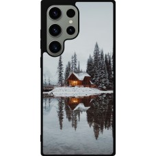 Coque Samsung Galaxy S23 Ultra - Silicone rigide noir Winter 25 Winter house forest afternoon