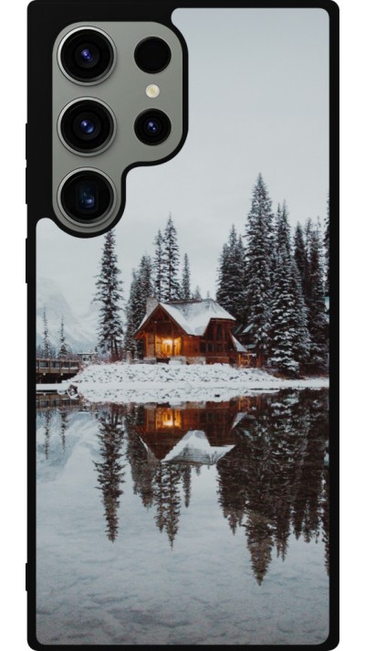 Coque Samsung Galaxy S23 Ultra - Silicone rigide noir Winter 25 Winter house forest afternoon