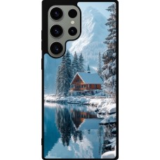 Coque Samsung Galaxy S23 Ultra - Silicone rigide noir Winter 25 Winter house forest day