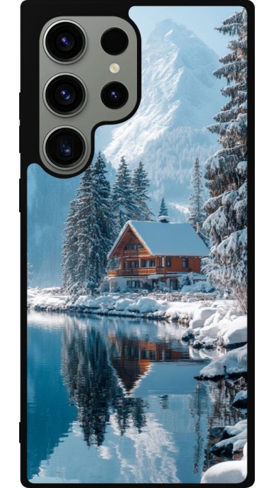 Coque Samsung Galaxy S23 Ultra - Silicone rigide noir Winter 25 Winter house forest day