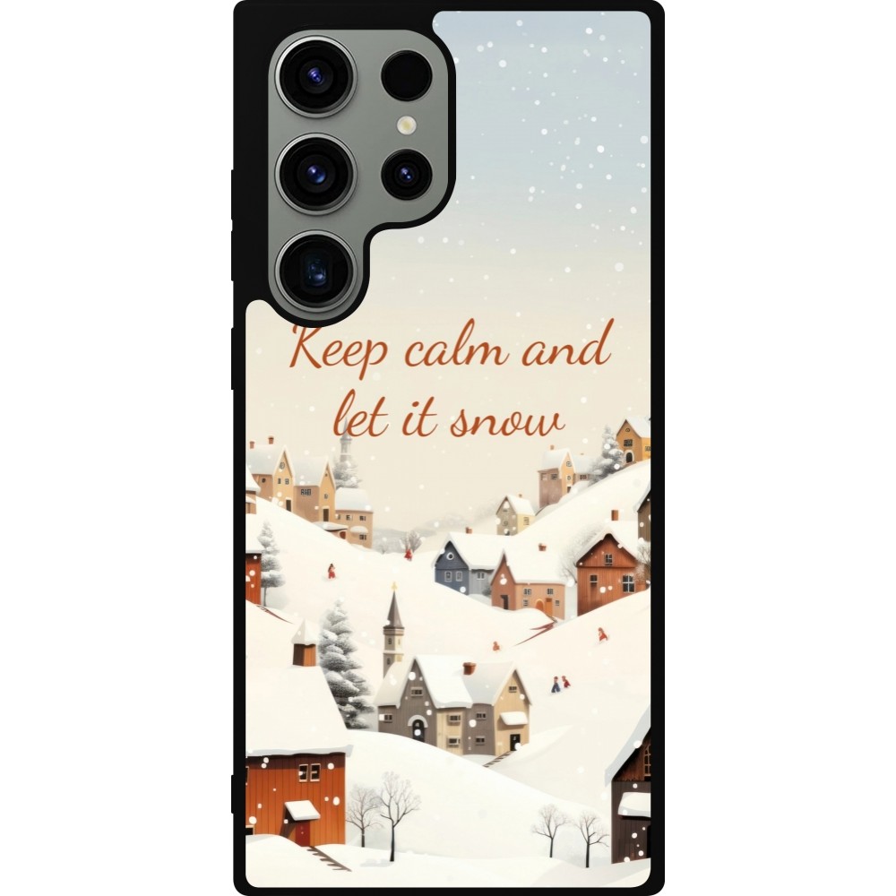 Coque Samsung Galaxy S23 Ultra - Silicone rigide noir Winter 25 Winter Keep calm and let it snow