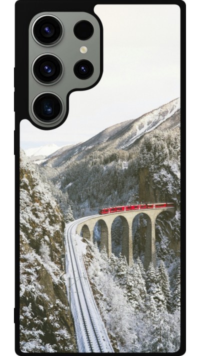 Coque Samsung Galaxy S23 Ultra - Silicone rigide noir Winter 25 Winter polar express