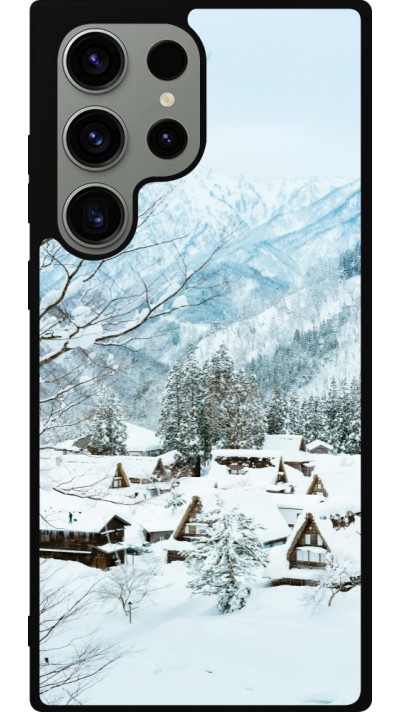 Coque Samsung Galaxy S23 Ultra - Silicone rigide noir Winter 25 Winter snowy landscape