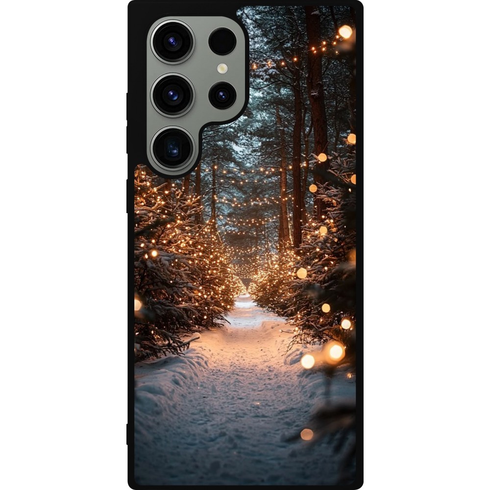 Coque Samsung Galaxy S23 Ultra - Silicone rigide noir Winter 25 Winter snowy road