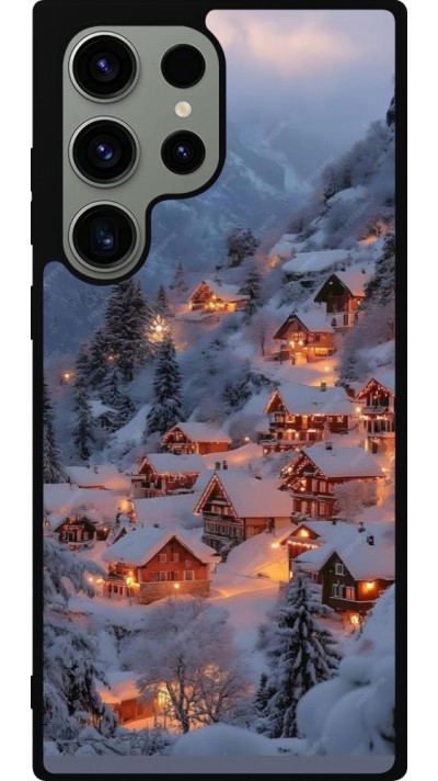 Coque Samsung Galaxy S23 Ultra - Silicone rigide noir Winter 25 Winter snowy village