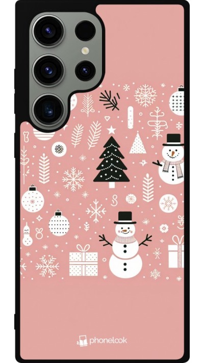 Samsung Galaxy S23 Ultra Case Hülle - Silikon schwarz Weihnachten 2024 Rose Schneemann Weihnachten