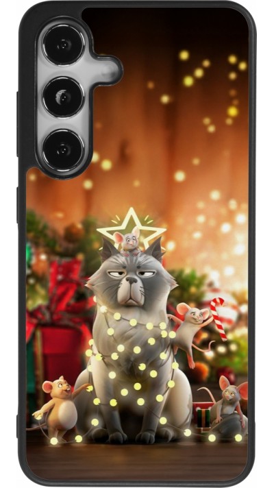 Coque Samsung Galaxy S24 - Silicone rigide noir Christmas 25 Xmas Cat