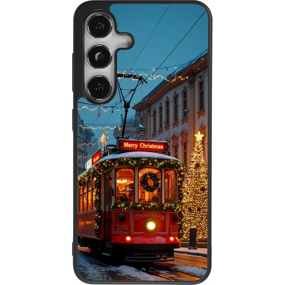 Coque Samsung Galaxy S24 - Silicone rigide noir Christmas 25 Xmas Train