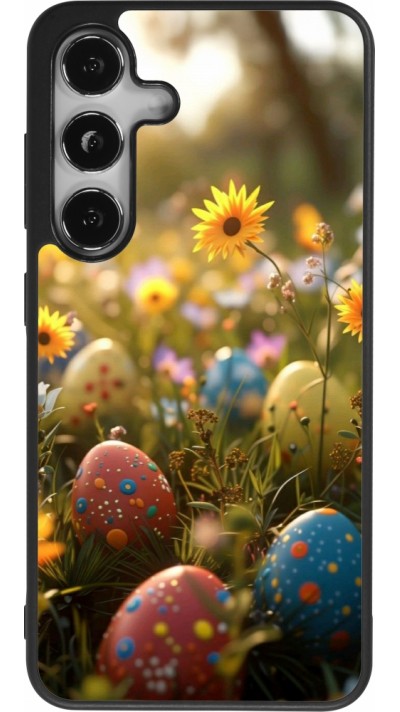 Coque Samsung Galaxy S24 - Silicone rigide noir Easter 2026 Decorated eggs