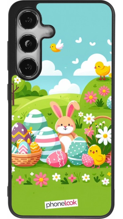 Coque Samsung Galaxy S24 - Silicone rigide noir Easter 2025 Green