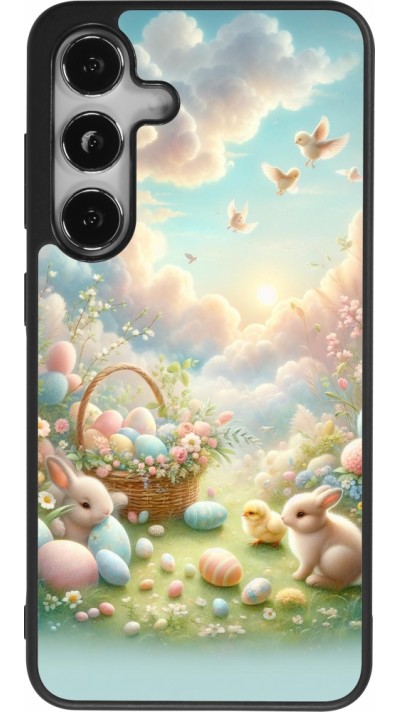 Coque Samsung Galaxy S24 - Silicone rigide noir Easter 2025 Pastel Pâques