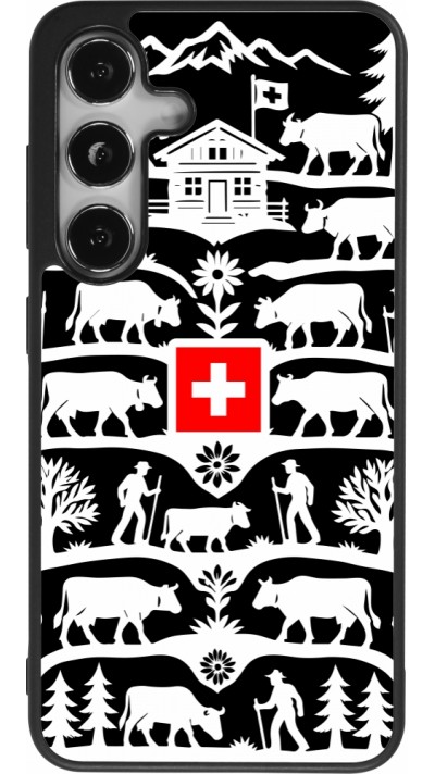 Coque Samsung Galaxy S24 - Silicone rigide noir Poya Suisse 3 noir