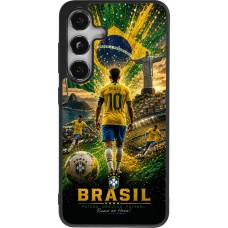 Coque Samsung Galaxy S24 - Silicone rigide noir Football Brésil splash 2026