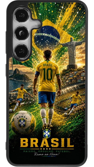 Coque Samsung Galaxy S24 - Silicone rigide noir Football Bre?sil splash 2026