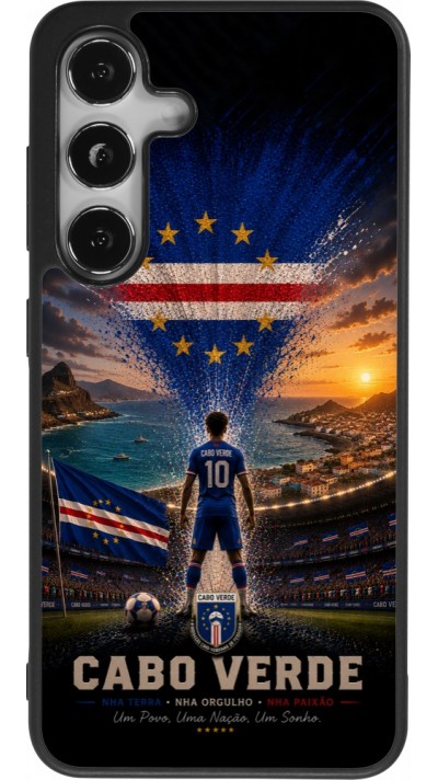 Coque Samsung Galaxy S24 - Silicone rigide noir Football Cap-Vert splash 2026