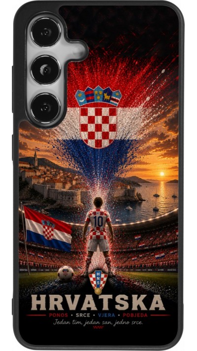 Coque Samsung Galaxy S24 - Silicone rigide noir Football Croatie splash 2026