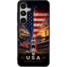 Coque Samsung Galaxy S24 - Silicone rigide noir Football États-Unis splash 2026