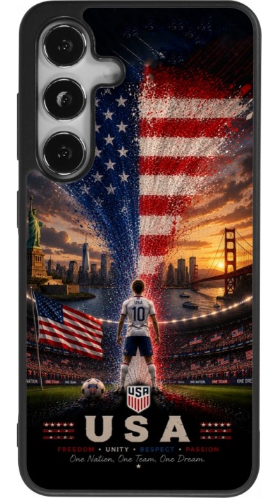 Coque Samsung Galaxy S24 - Silicone rigide noir Football États-Unis splash 2026