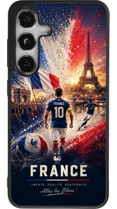 Coque Samsung Galaxy S24 - Silicone rigide noir Football France splash 2026