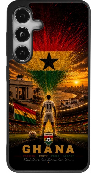 Coque Samsung Galaxy S24 - Silicone rigide noir Football Ghana splash 2026
