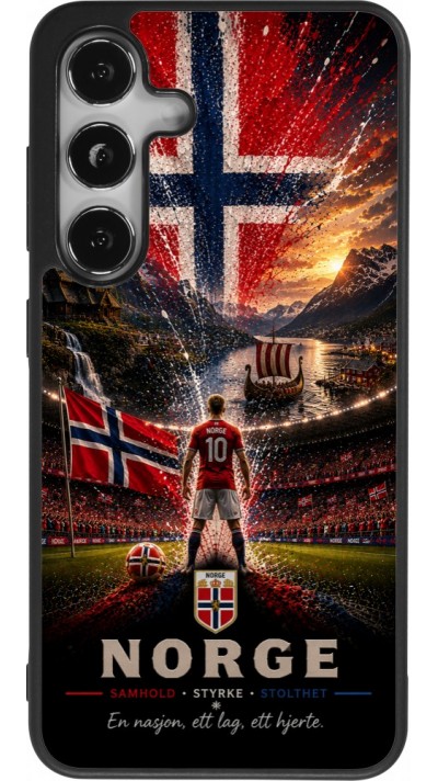 Coque Samsung Galaxy S24 - Silicone rigide noir Football Norvège splash 2026