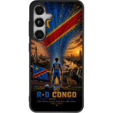 Coque Samsung Galaxy S24 - Silicone rigide noir Football République démocratique du Congo splash 2026