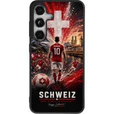 Coque Samsung Galaxy S24 - Silicone rigide noir Football Schweiz splash 2026