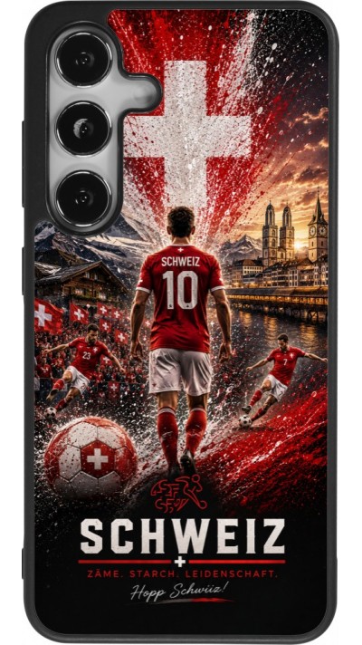 Coque Samsung Galaxy S24 - Silicone rigide noir Football Schweiz splash 2026
