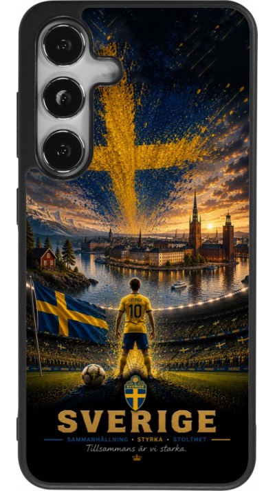 Coque Samsung Galaxy S24 - Silicone rigide noir Football Suède splash 2026
