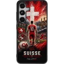 Coque Samsung Galaxy S24 - Silicone rigide noir Football Suisse splash 2026