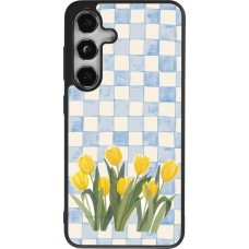 Coque Samsung Galaxy S24 - Silicone rigide noir Blue vichy tulips 2026
