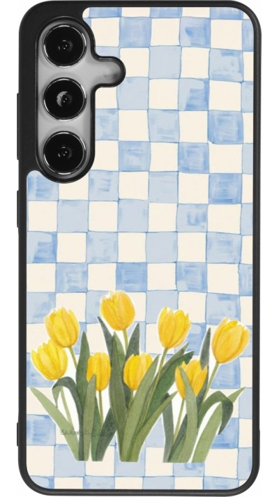 Coque Samsung Galaxy S24 - Silicone rigide noir Blue vichy tulips 2026