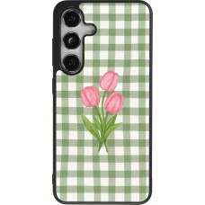 Coque Samsung Galaxy S24 - Silicone rigide noir Green vichy tulips 2026