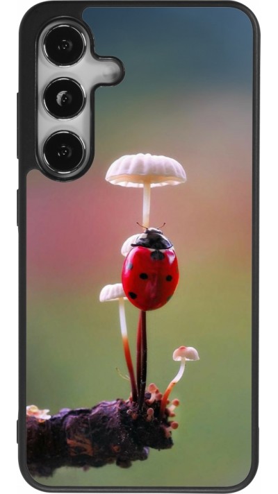 Coque Samsung Galaxy S24 - Silicone rigide noir Ladybird on a mushroom 2026