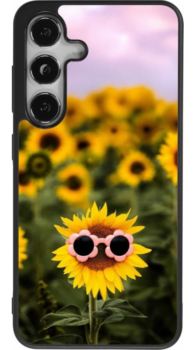 Coque Samsung Galaxy S24 - Silicone rigide noir Sunflower with glasses 2026