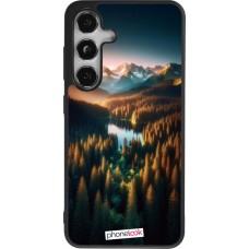 Coque Samsung Galaxy S24 - Silicone rigide noir Sunset Forest Lake