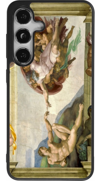 Coque Samsung Galaxy S24 - Silicone rigide noir Tableau art - La Création d’Adam - Michel-Ange
