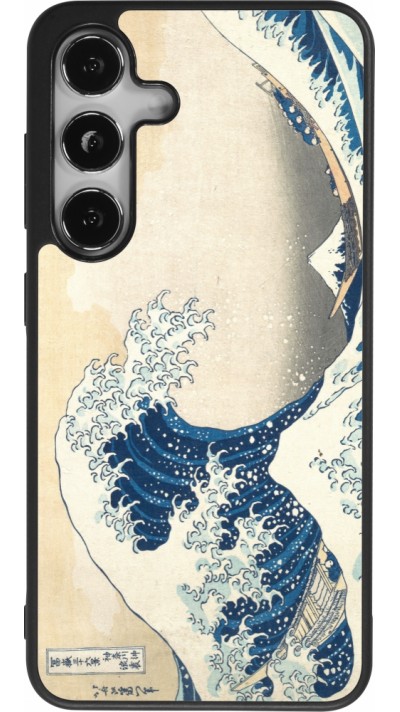 Coque Samsung Galaxy S24 - Silicone rigide noir Tableau art - La Grande Vague de Kanagawa - Hokusai